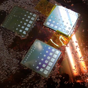 Test chips on a silicon wafer